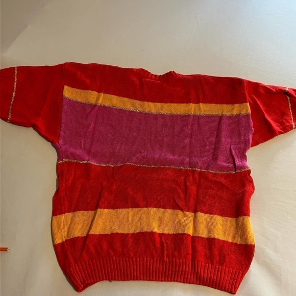 VINTAGE Herb Ghestler by Joni Breschel Red Pink sweater M - Picture 4 of 9